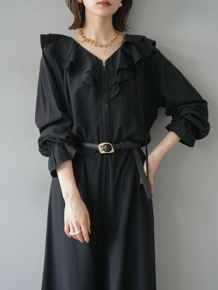 [予約]ラッフルデザインオールインワン/ブラック