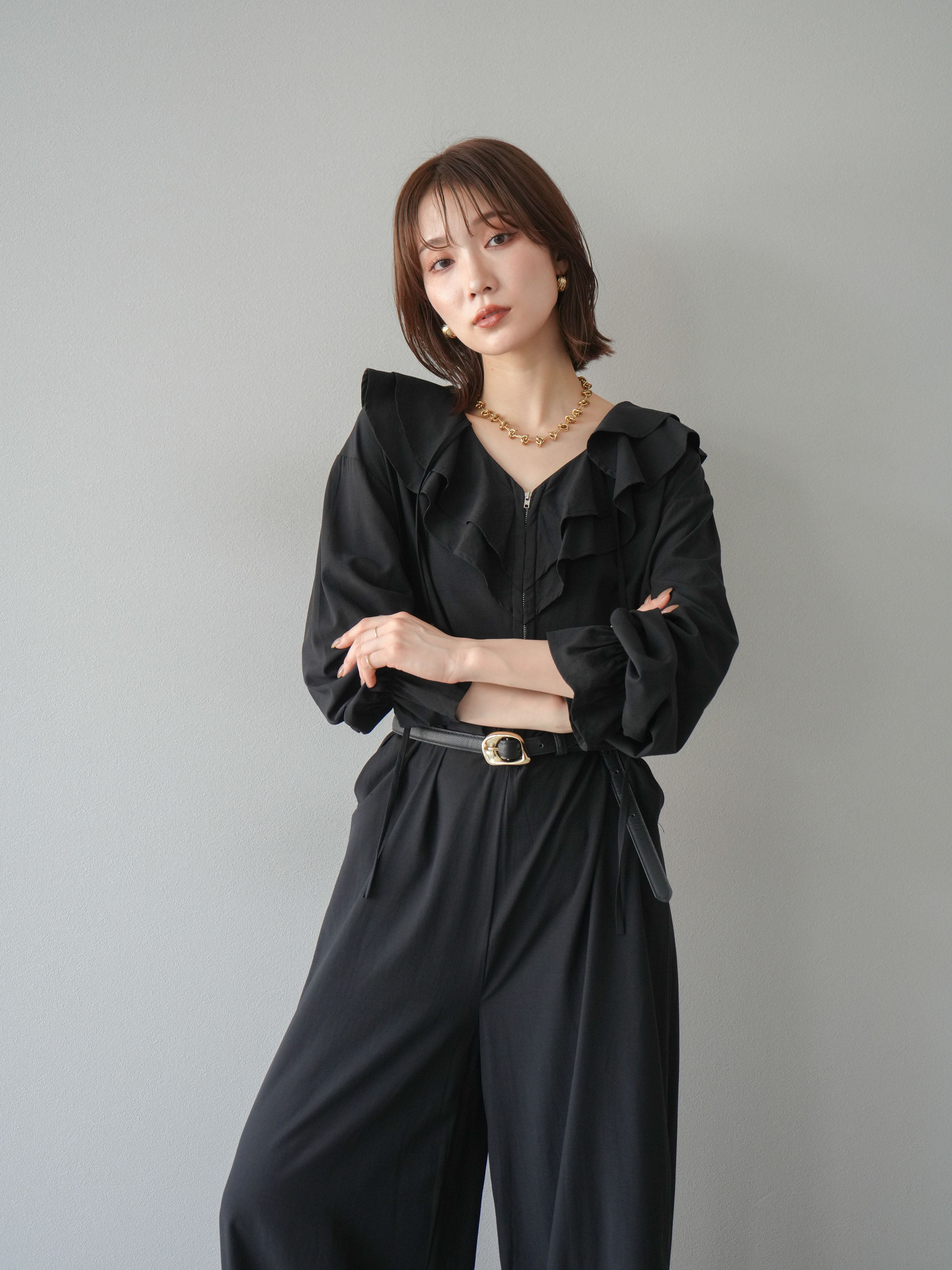 専用　ラグナムーン　フリル付きブラックオールインワン ラグナムーン LAGUNAMOON 【WEB限定】LADYチュールドッキング