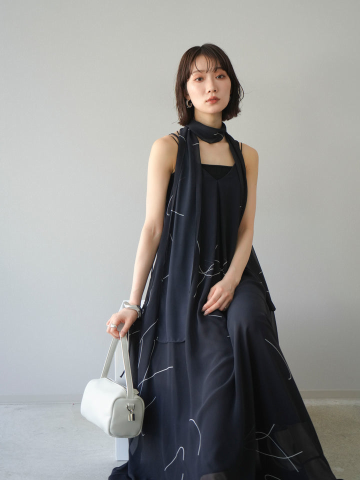 【預購】Pen-touch 雪紡吊帶洋裝/黑色