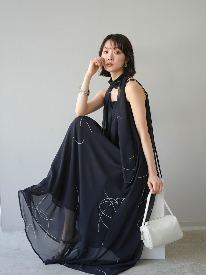【預購】Pen-touch 雪紡吊帶洋裝/黑色