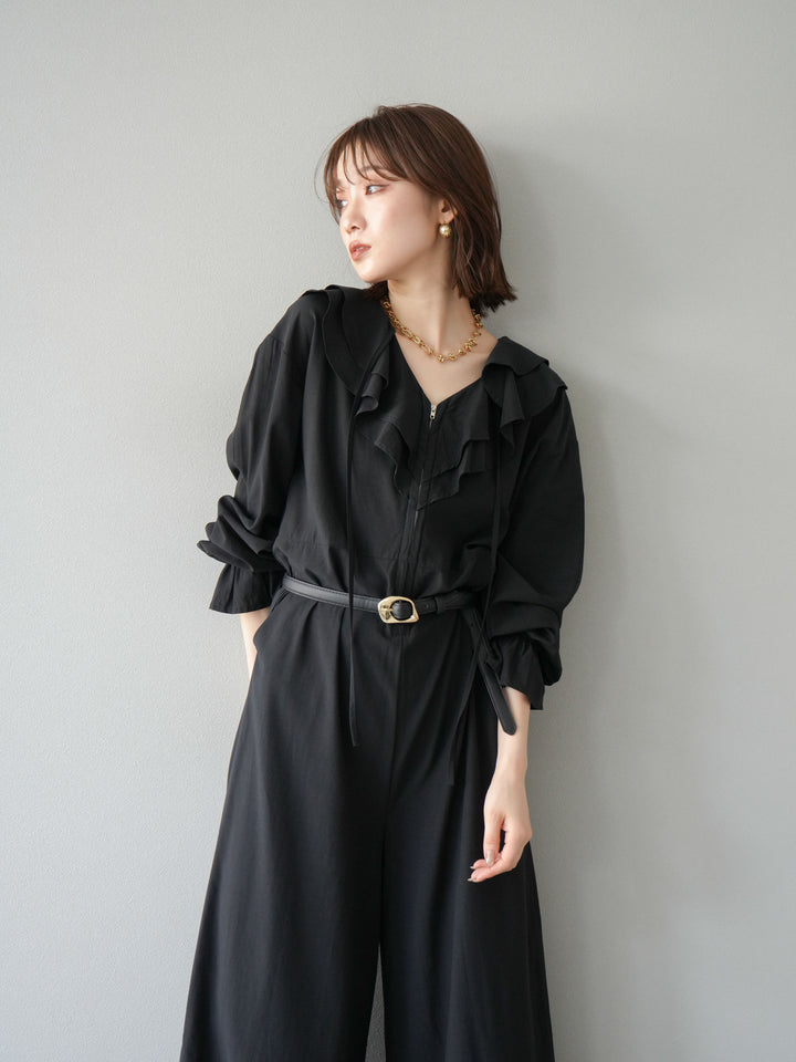 [予約]ラッフルデザインオールインワン/ブラック