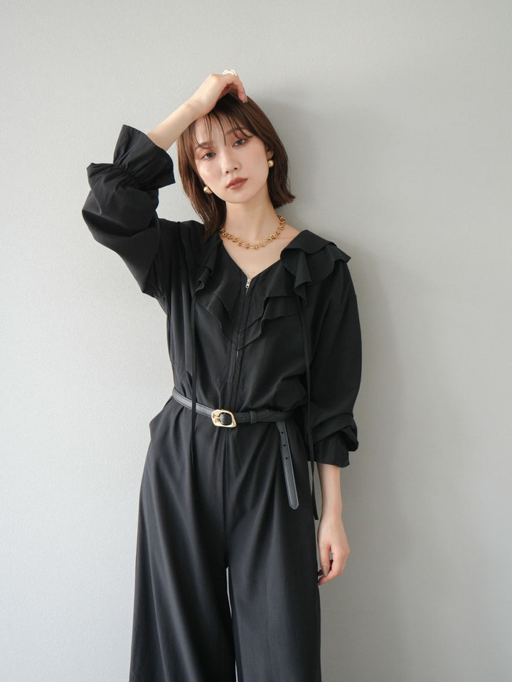 [予約]ラッフルデザインオールインワン/ブラック