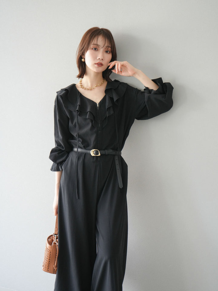 [予約]ラッフルデザインオールインワン/ブラック