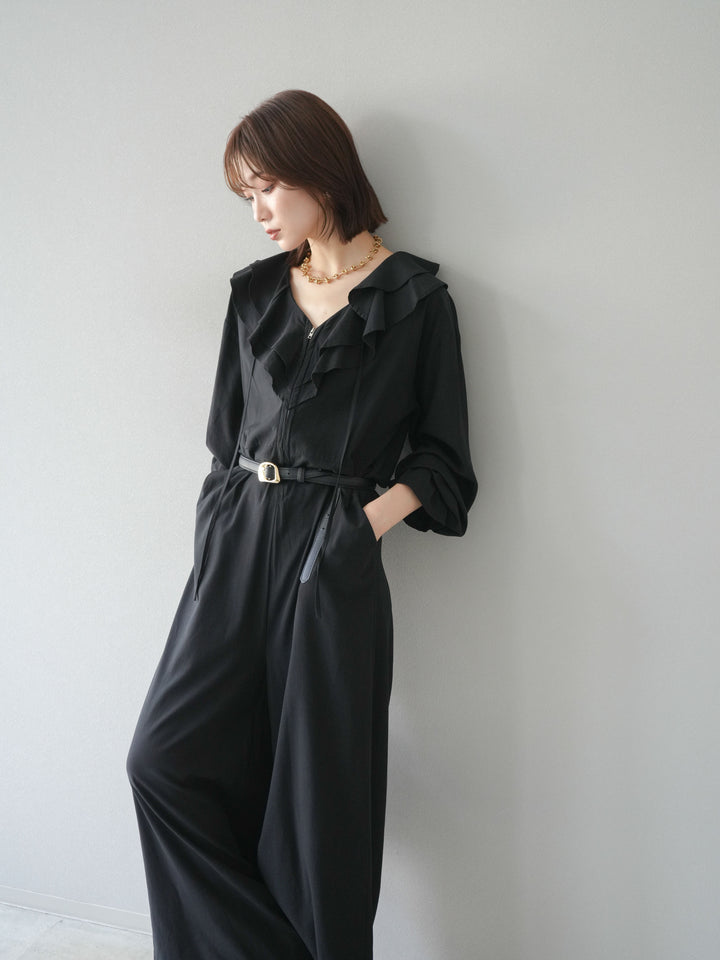 [予約]ラッフルデザインオールインワン/ブラック