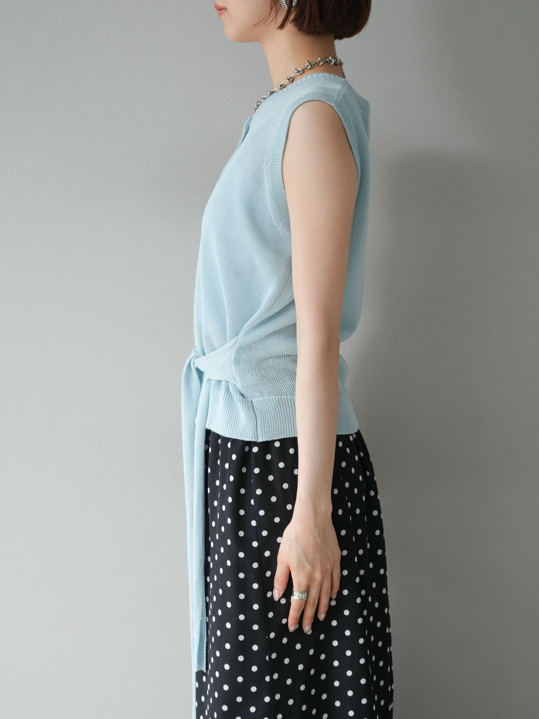 [予約]ウエストベルトニットベスト/ブルー