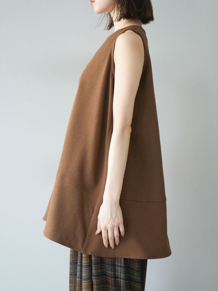 [予約]フレアノースリーチュニック/ブラウン