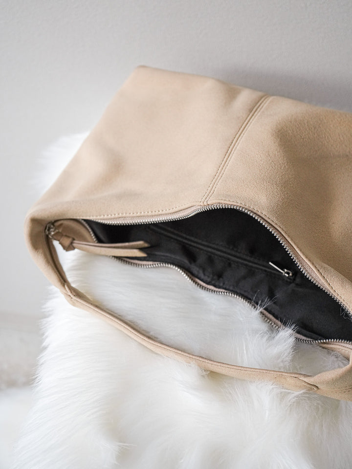 [予約]ラウンドハンドルスエードBAG /アイボリー