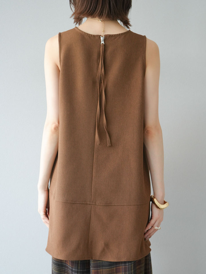 [予約]フレアノースリーチュニック/ブラウン