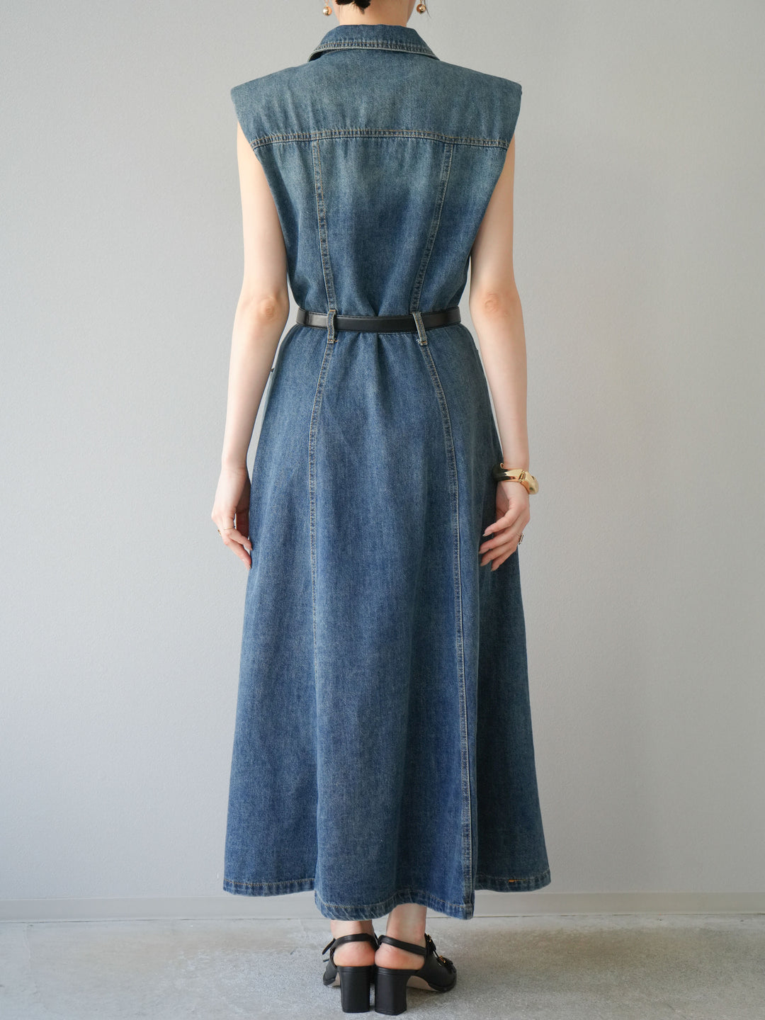 【預購】束帶牛仔襯衫裙/藍色