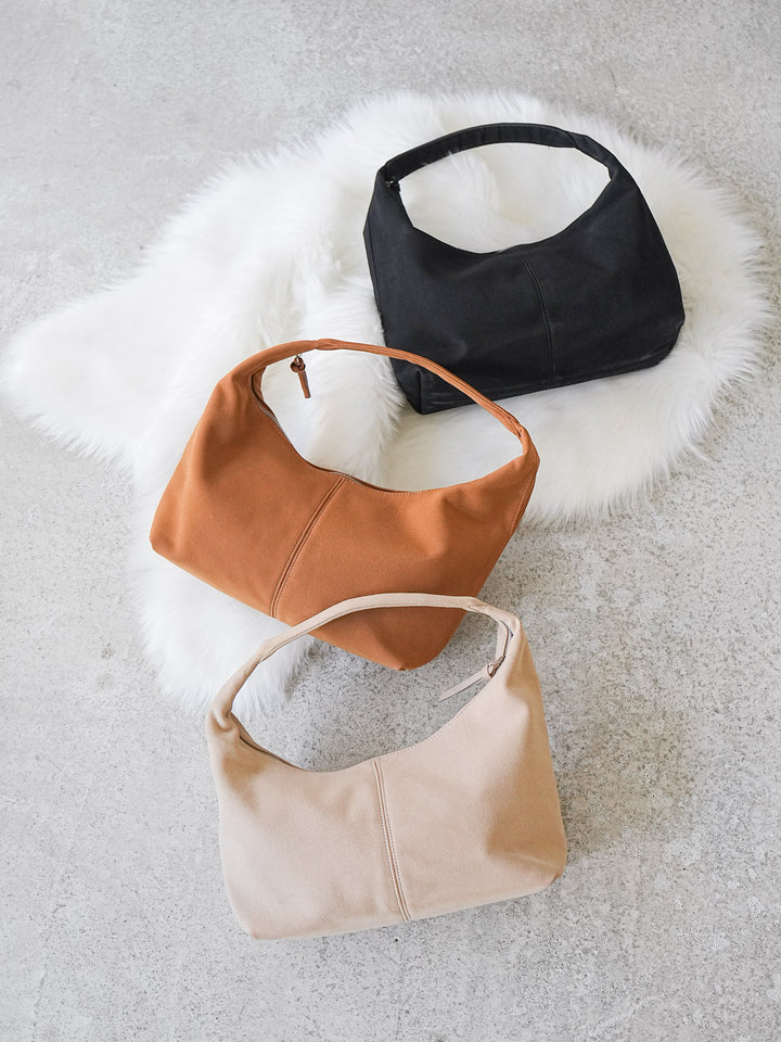[予約]ラウンドハンドルスエードBAG /キャメル