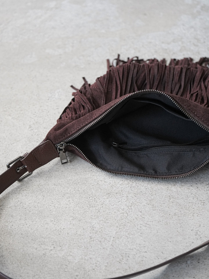 [予約]ワンハンドルフリンジスエードBAG /ブラウン