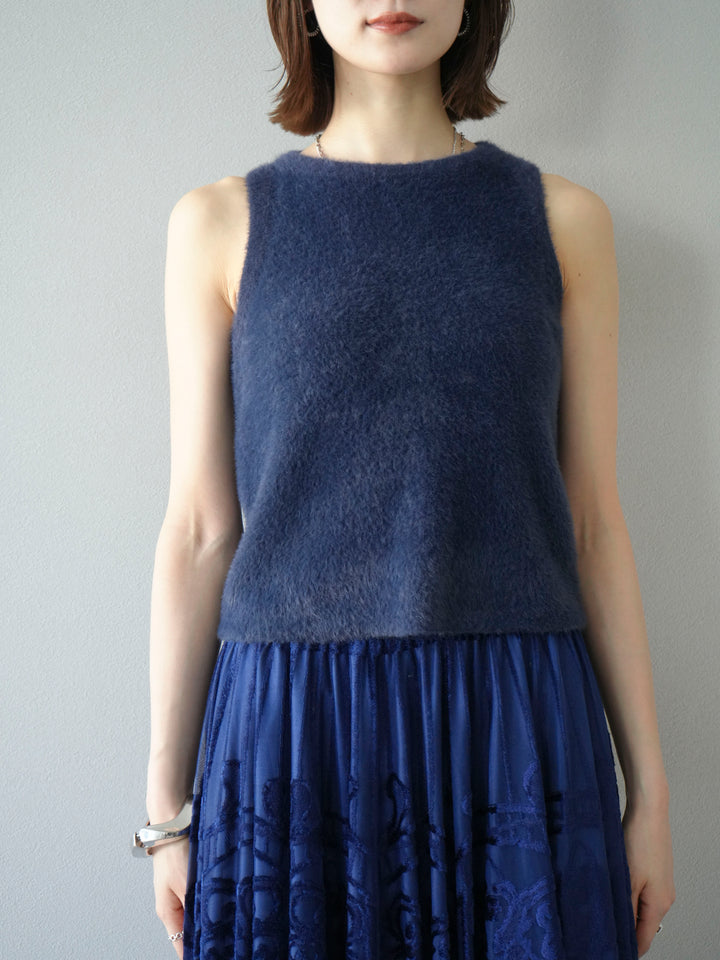 [予約]シャギーニットタンクトップ/ネイビー