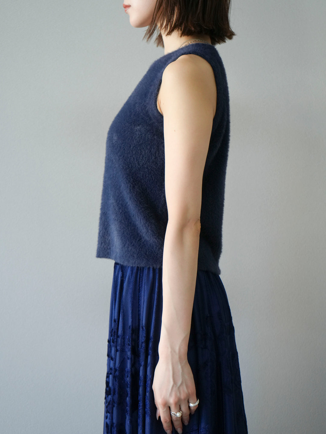 [予約]シャギーニットタンクトップ/ネイビー