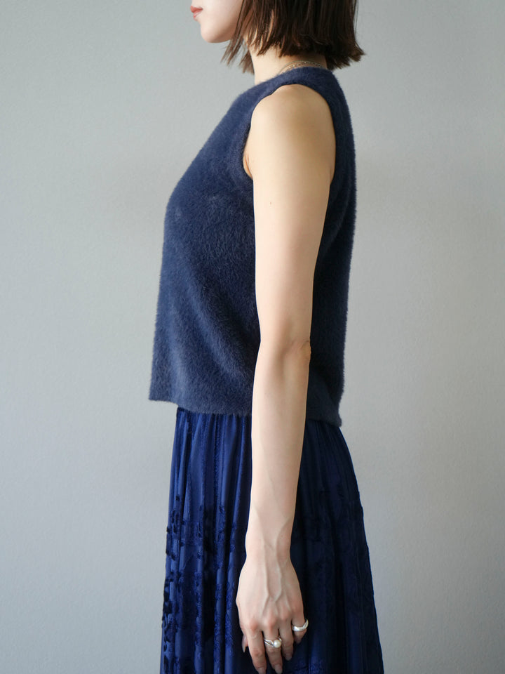[予約]シャギーニットタンクトップ/ネイビー
