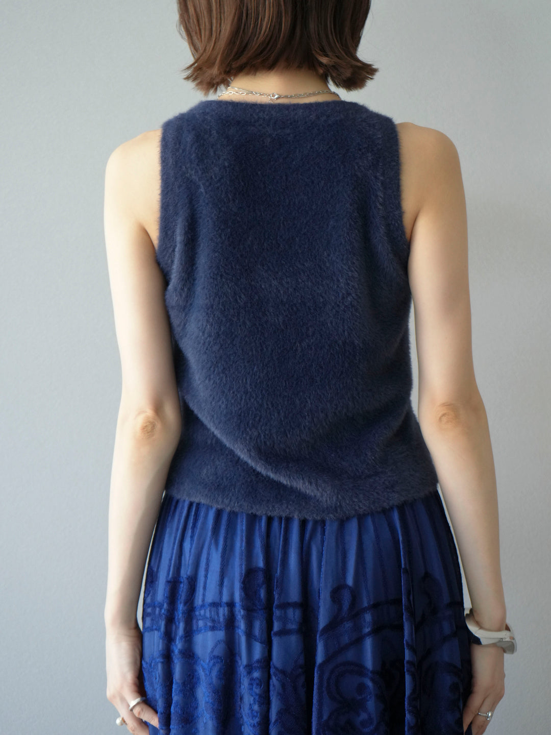 [予約]シャギーニットタンクトップ/ネイビー