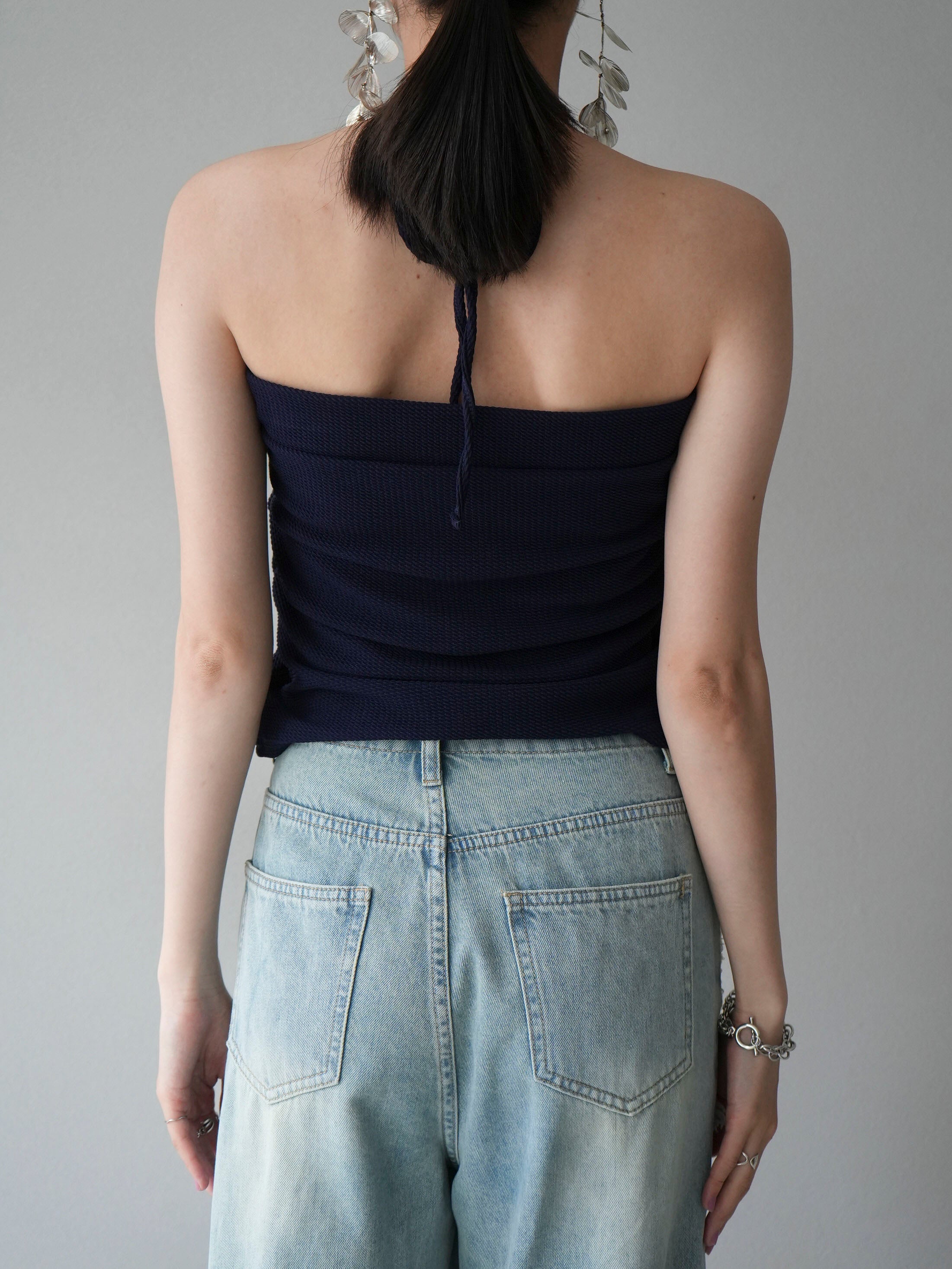 予約]ストレッチホルターブラキャミソール/ネイビー – Lumier