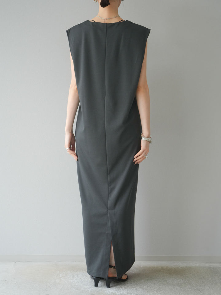 [予約]ライトポンチコード刺繍ワンピース/チャコール