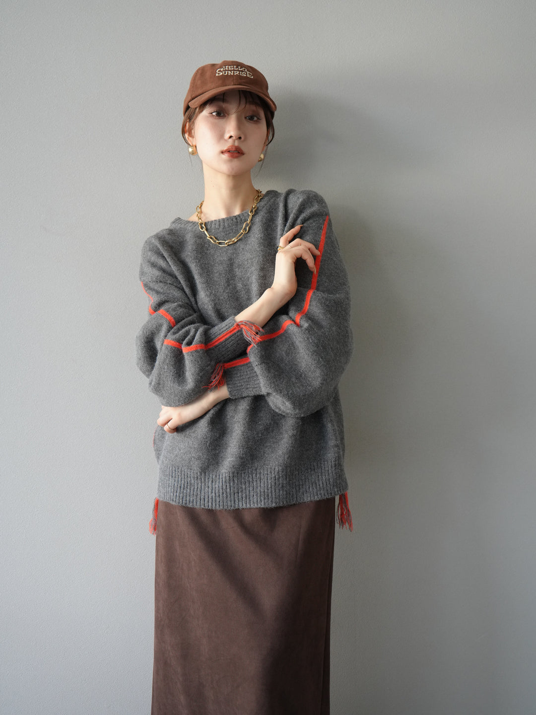[SET] 配色針縫流蘇針織套衫 + 配色針縫流蘇針織套衫 (2set)