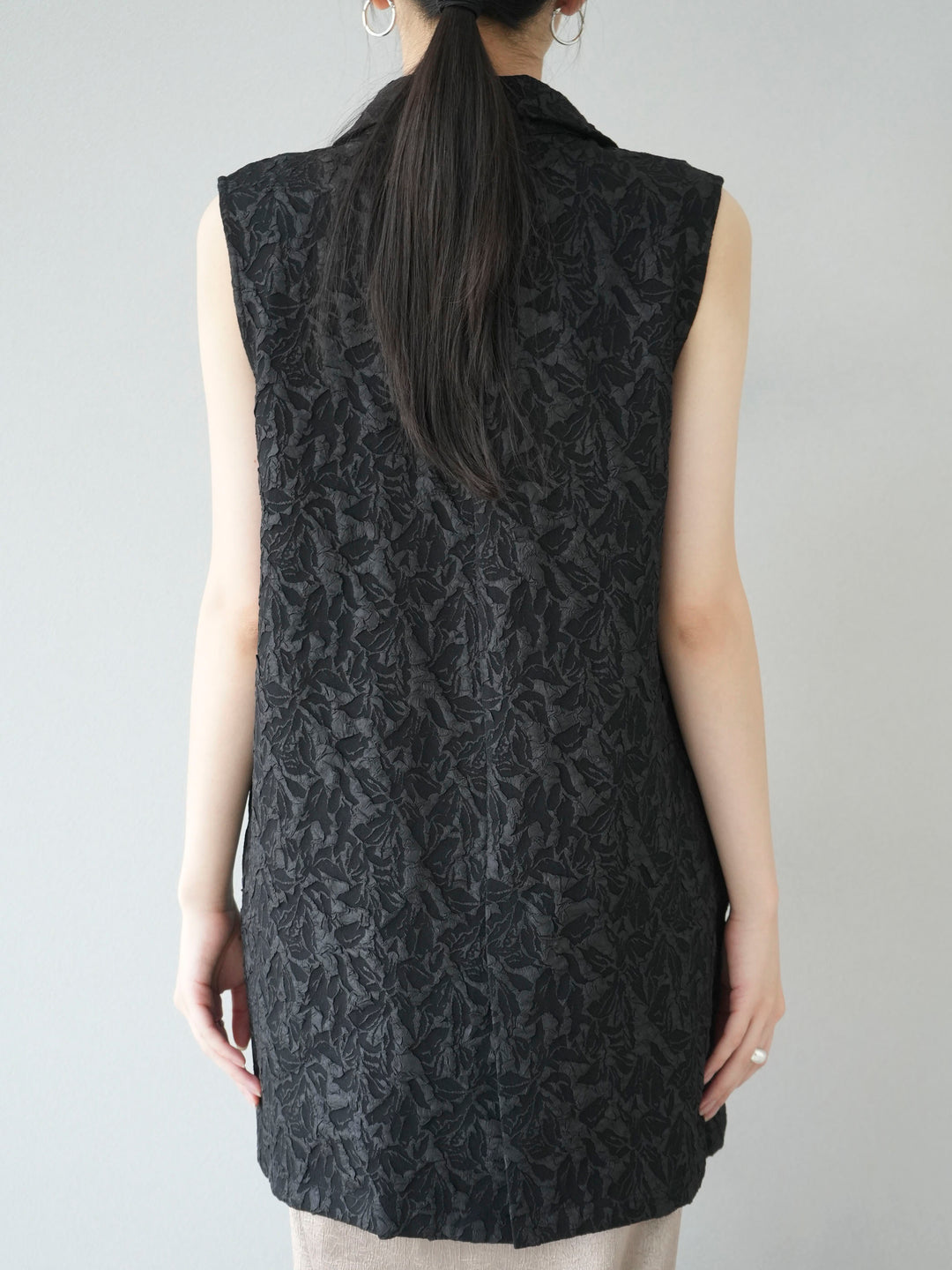 [Pre-order] Puffy jacquard tailored gilet/black