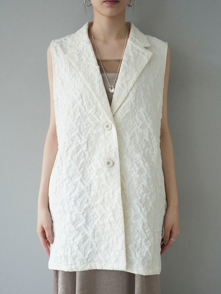 [Pre-order] Puffy jacquard tailored gilet/ivory