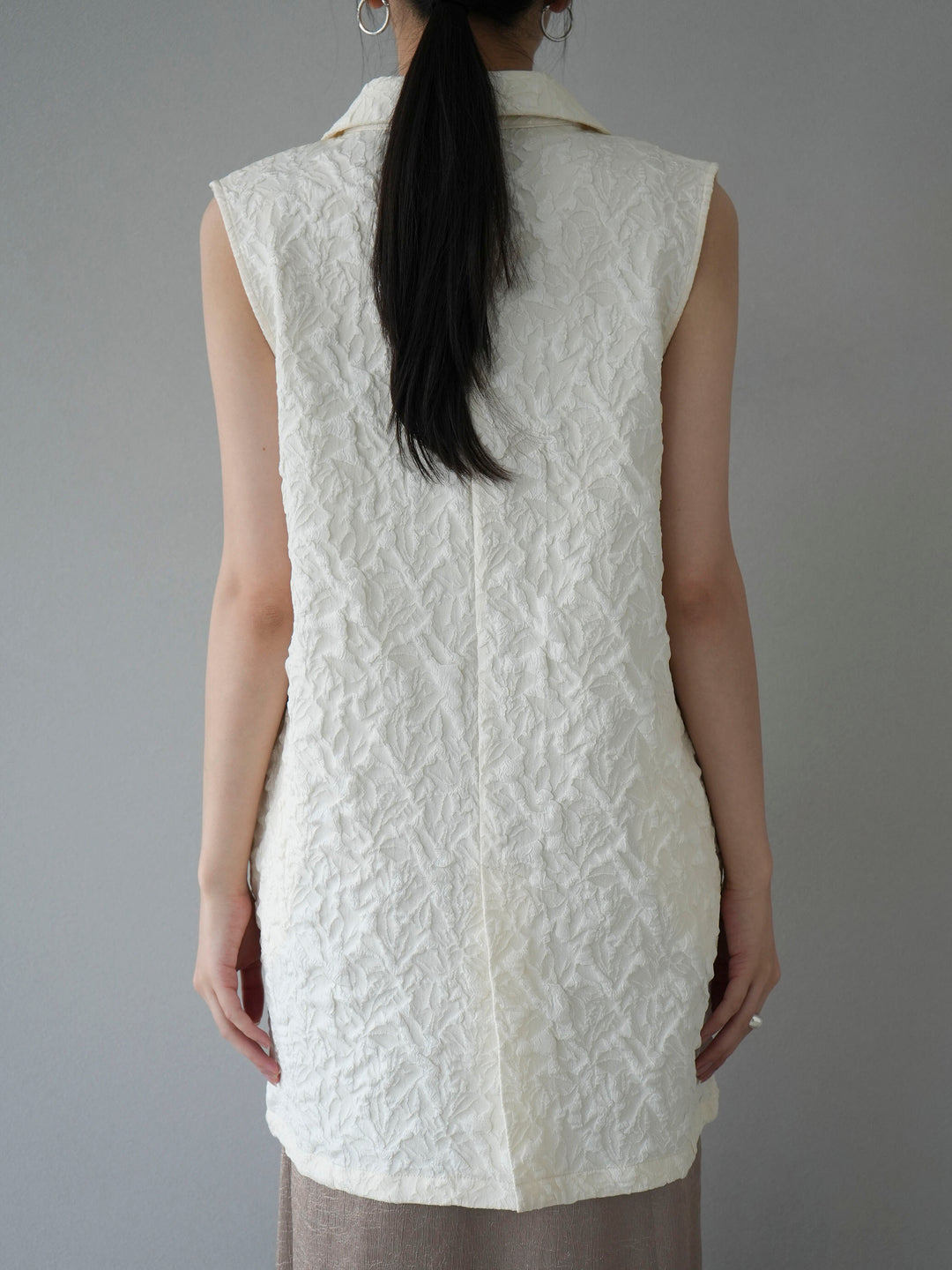 [Pre-order] Puffy jacquard tailored gilet/ivory