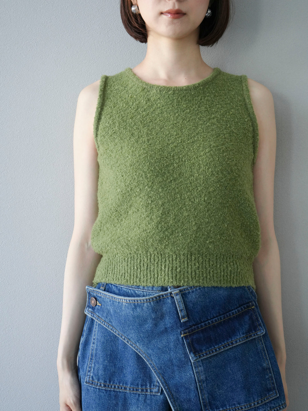 [予約]ブークレニットタンクトップ/グリーン