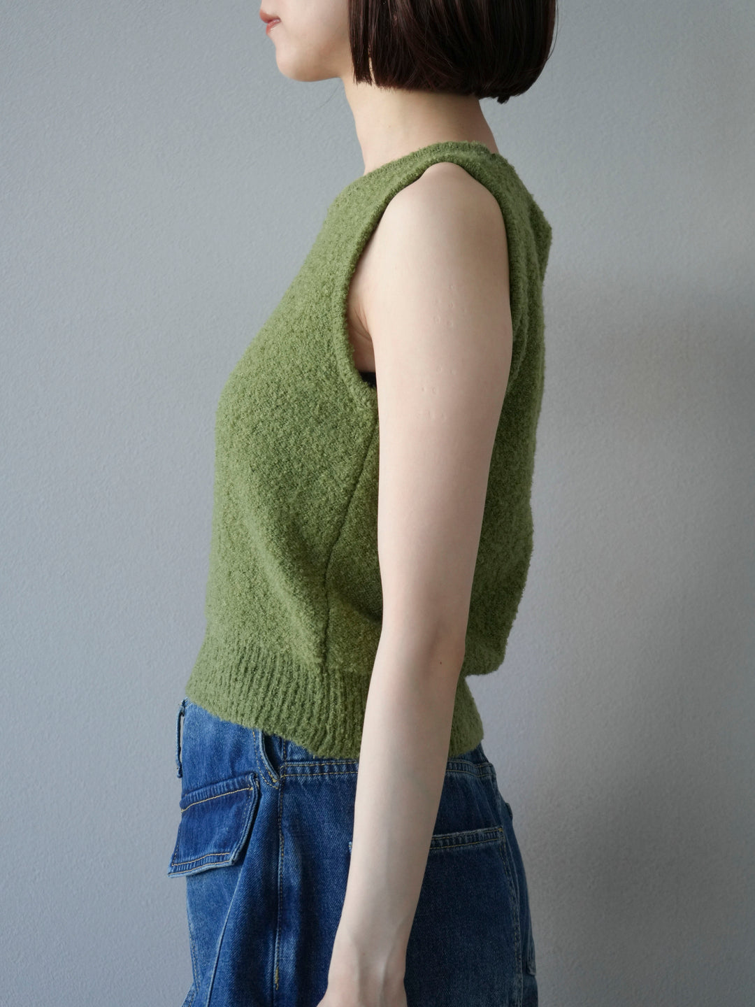 [予約]ブークレニットタンクトップ/グリーン