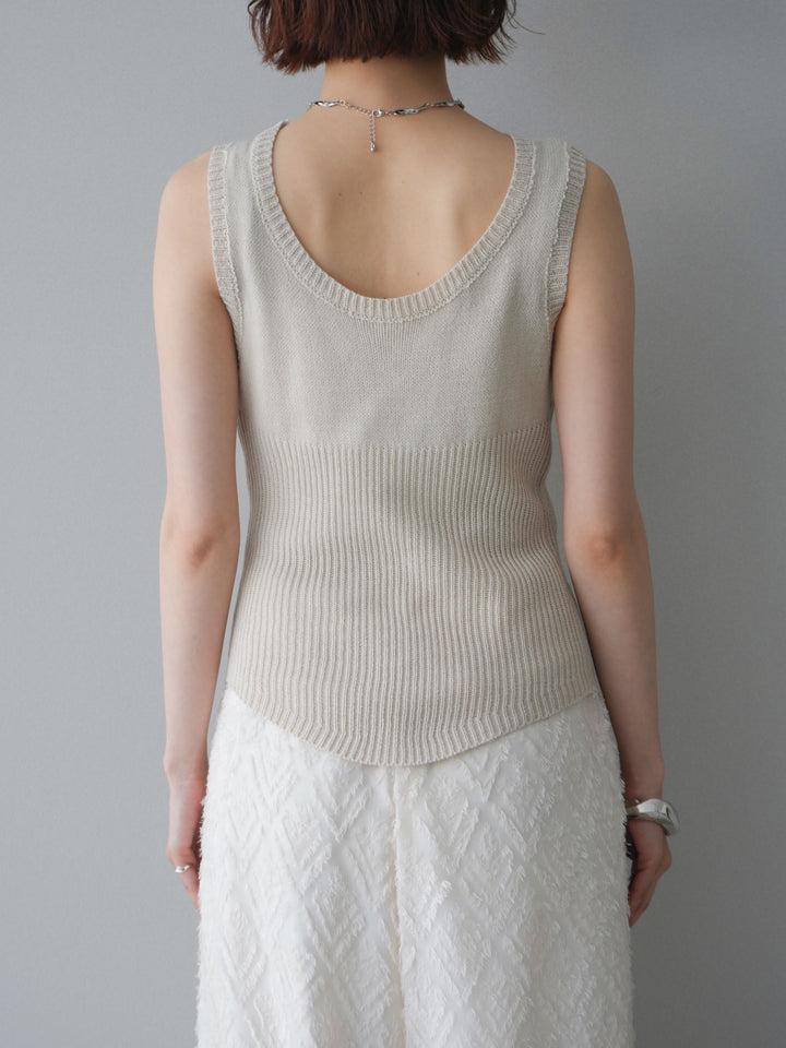 [予約]レースアップリブニットタンクトップ/beige