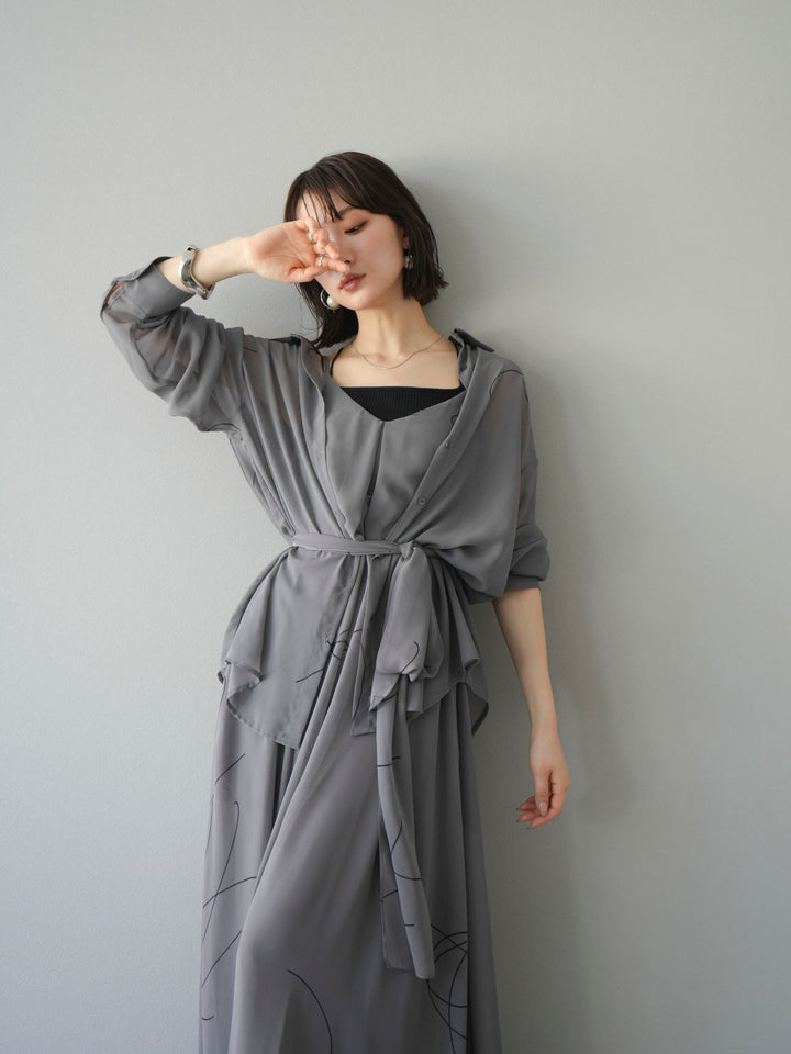 [予約]ペンタッチシフォンシャツ/グレー