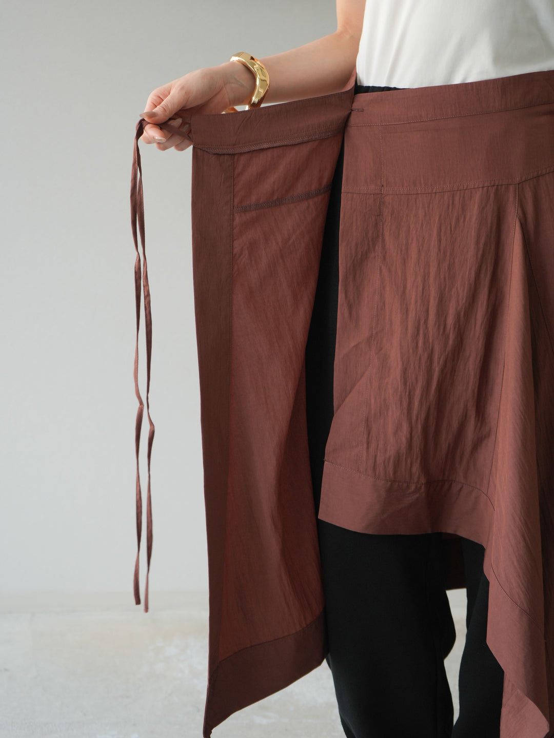 [予約]アシンメトリーレイヤードスカート/ブラウン