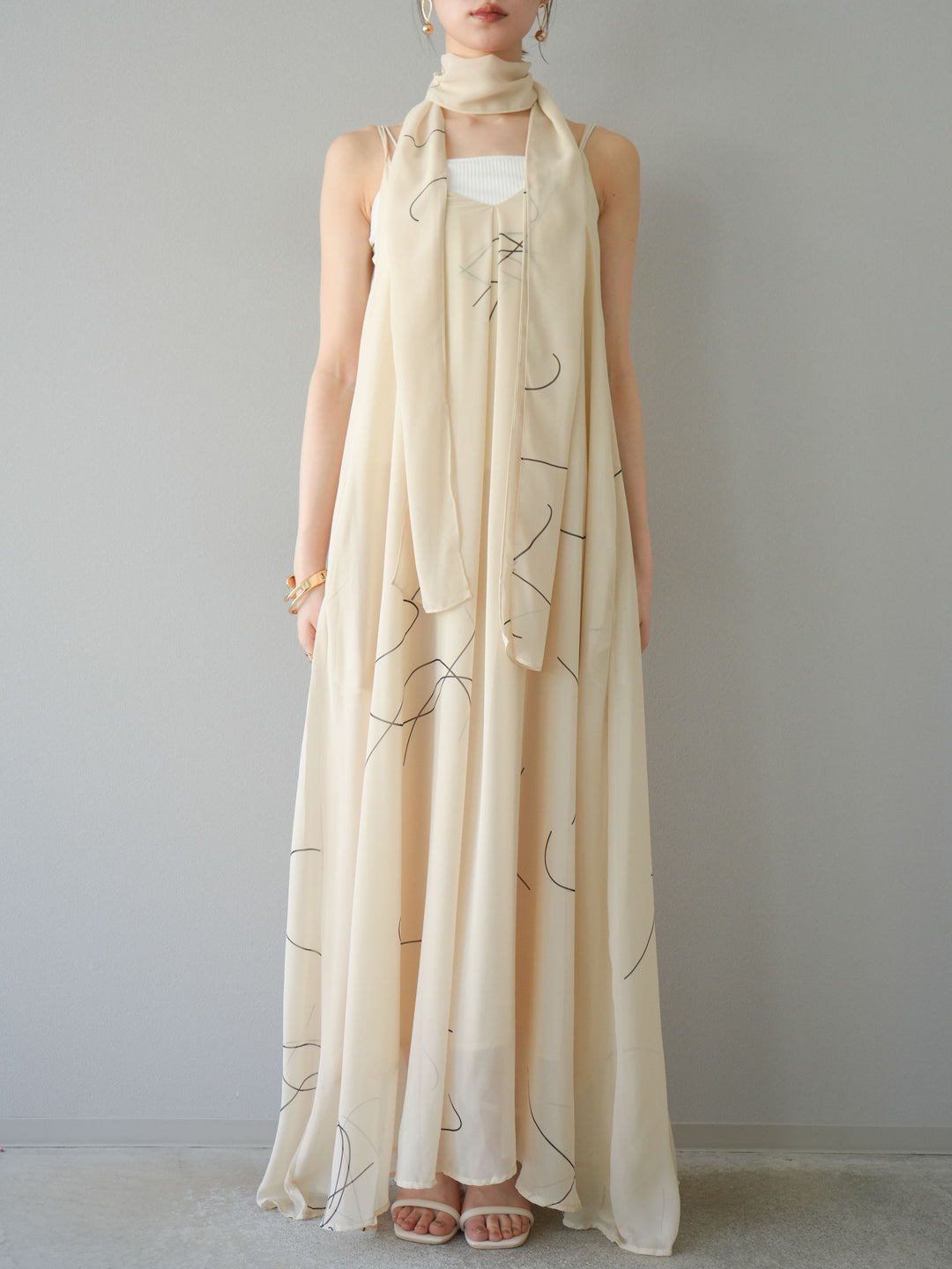 【預購】Pen-touch 雪紡吊帶洋裝/象牙白