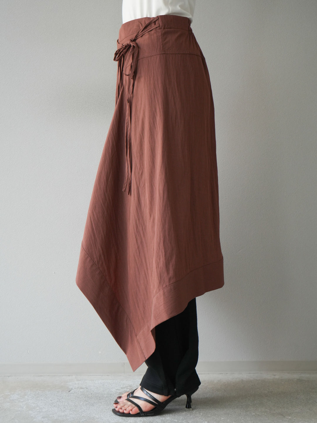 [予約]アシンメトリーレイヤードスカート/ブラウン