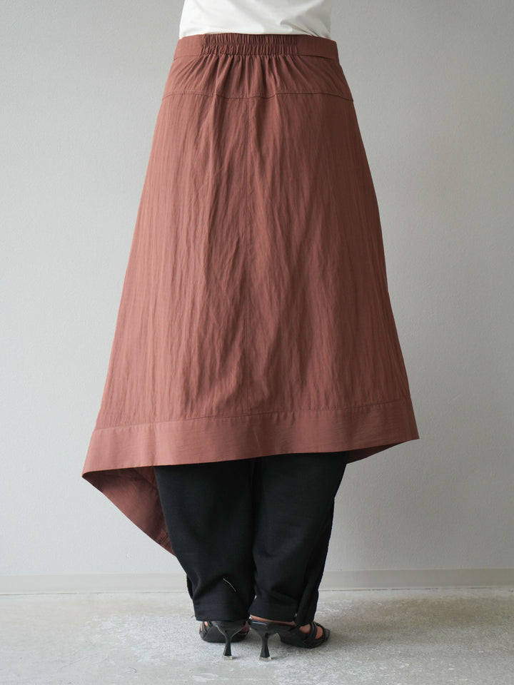 [予約]アシンメトリーレイヤードスカート/ブラウン
