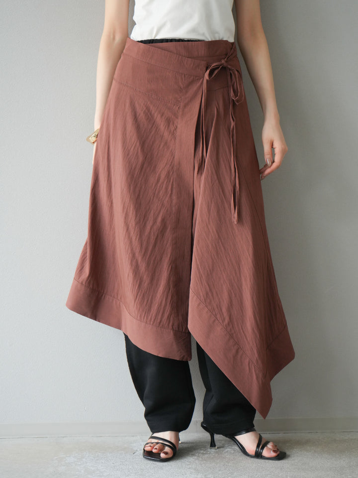 [予約]アシンメトリーレイヤードスカート/ブラウン
