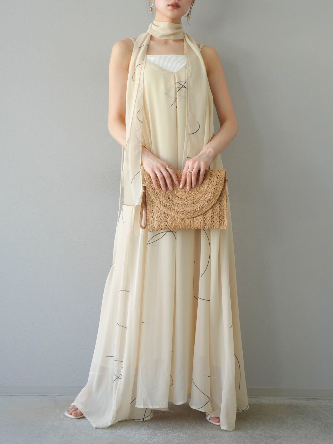 【預購】Pen-touch 雪紡吊帶洋裝/象牙白