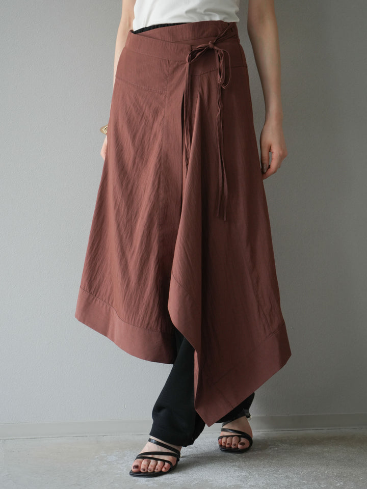 [予約]アシンメトリーレイヤードスカート/ブラウン
