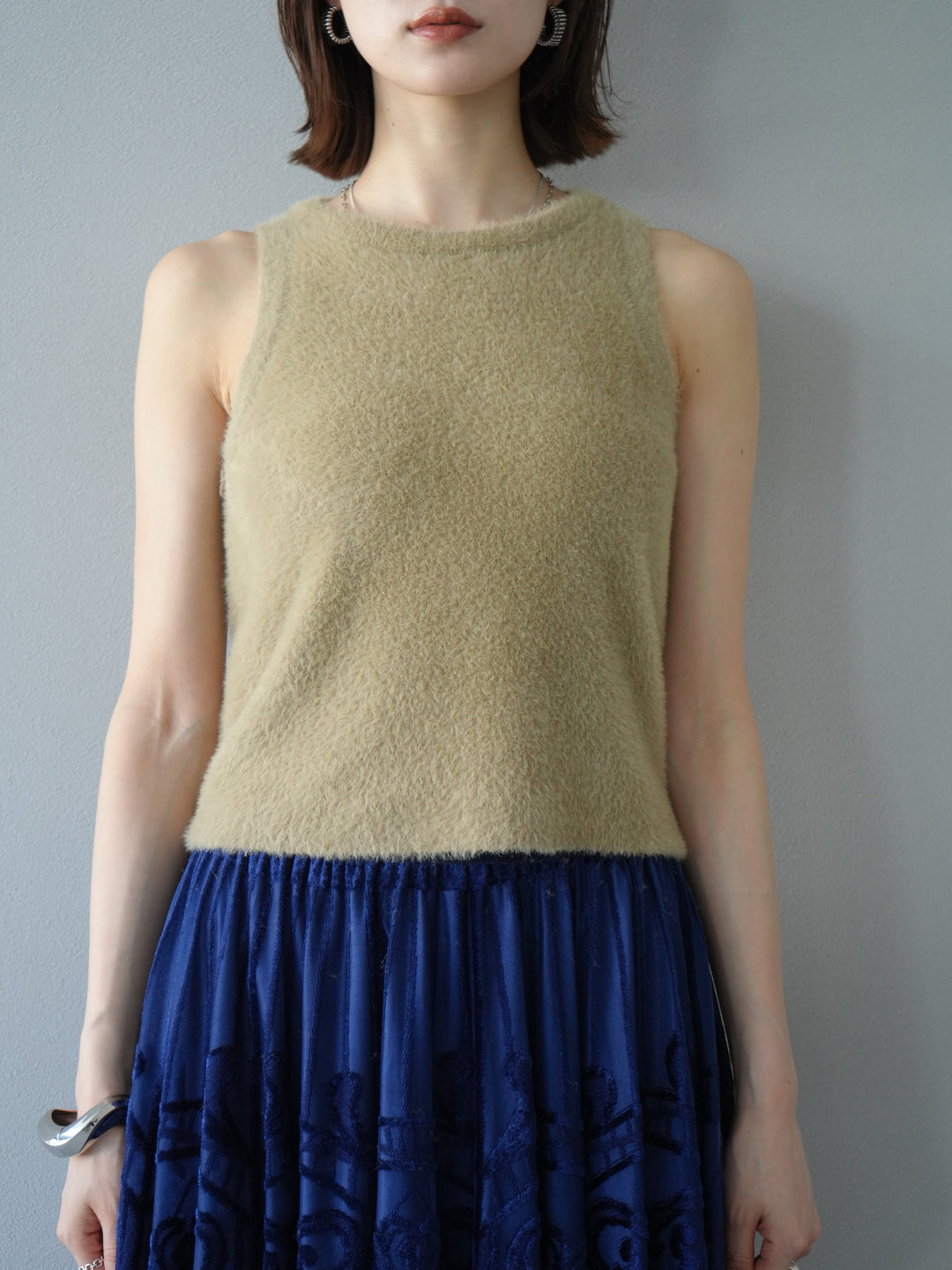 [予約]シャギーニットタンクトップ/ベージュ