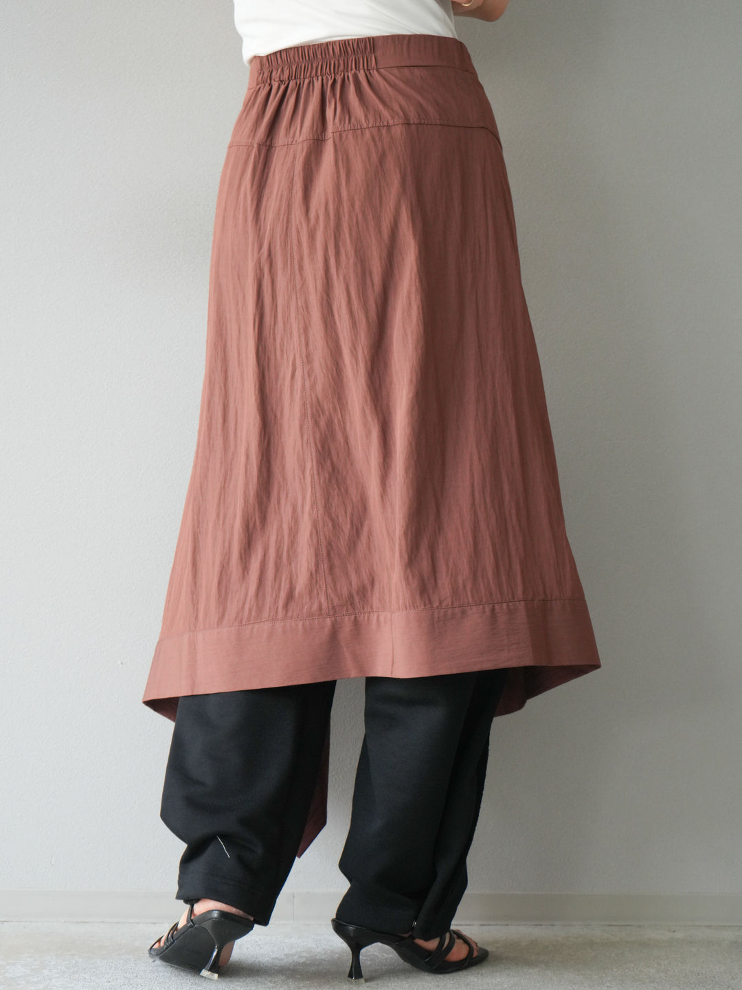 [予約]アシンメトリーレイヤードスカート/ブラウン