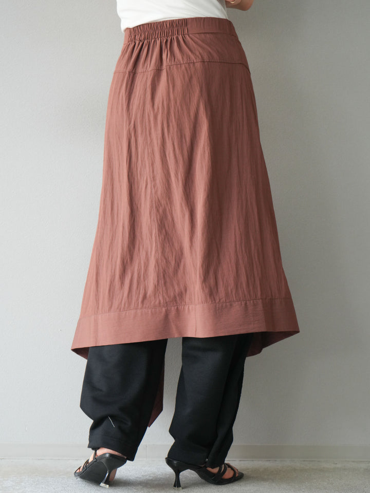 [予約]アシンメトリーレイヤードスカート/ブラウン