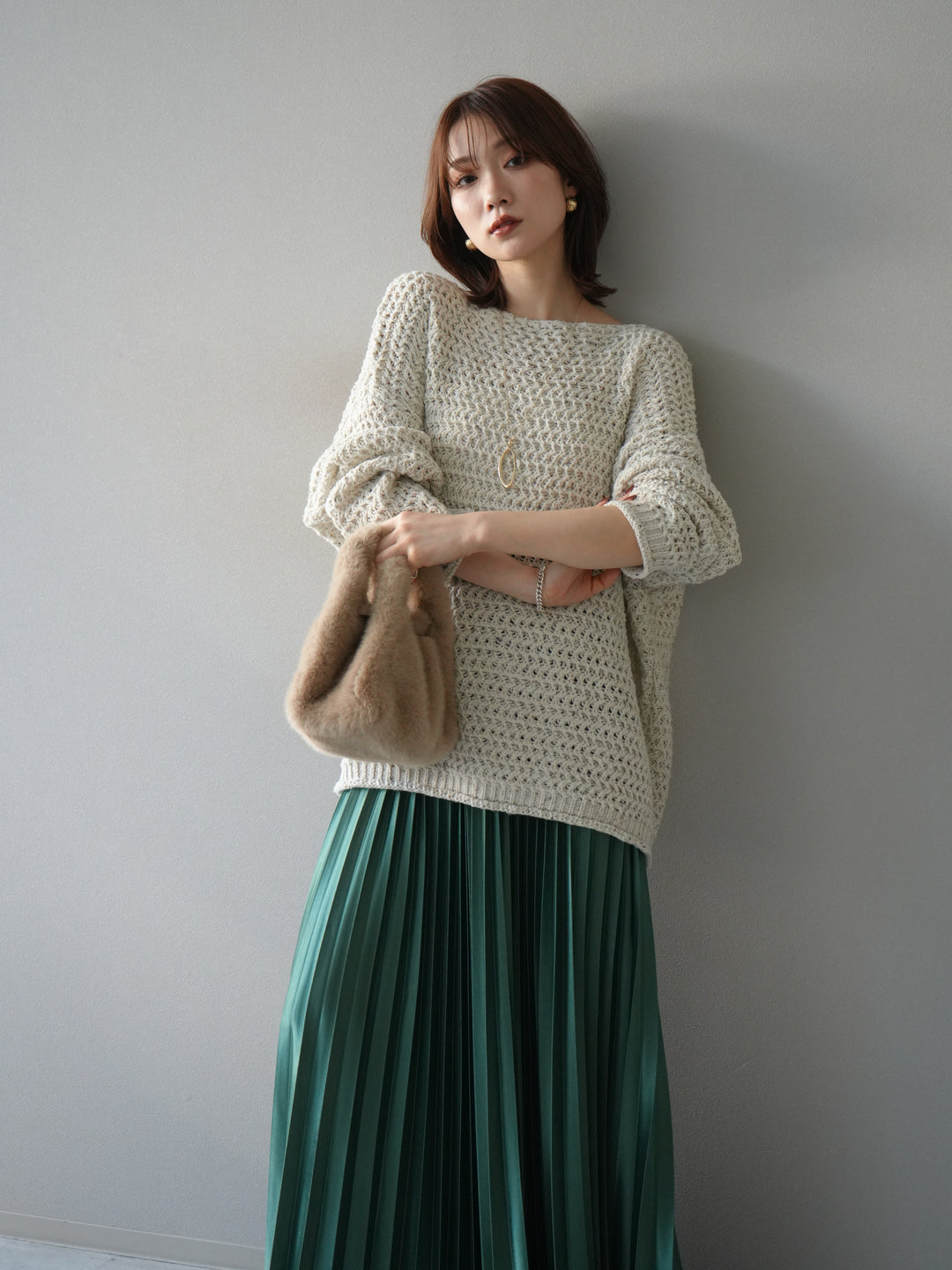 [予約]ベルトデザインファートートBAG/beige