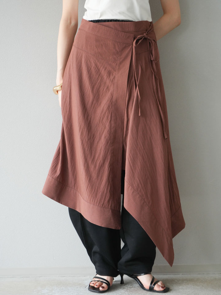[予約]アシンメトリーレイヤードスカート/ブラウン