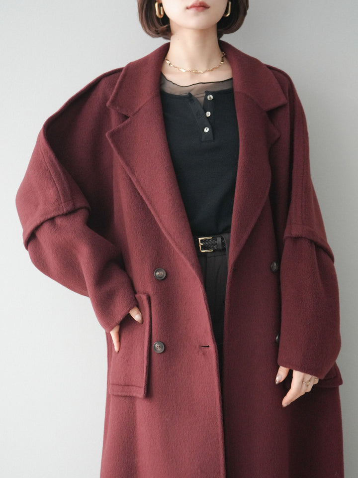 [SET]カシミヤダブルブレストロングコート+選べるアクセセット(2set)