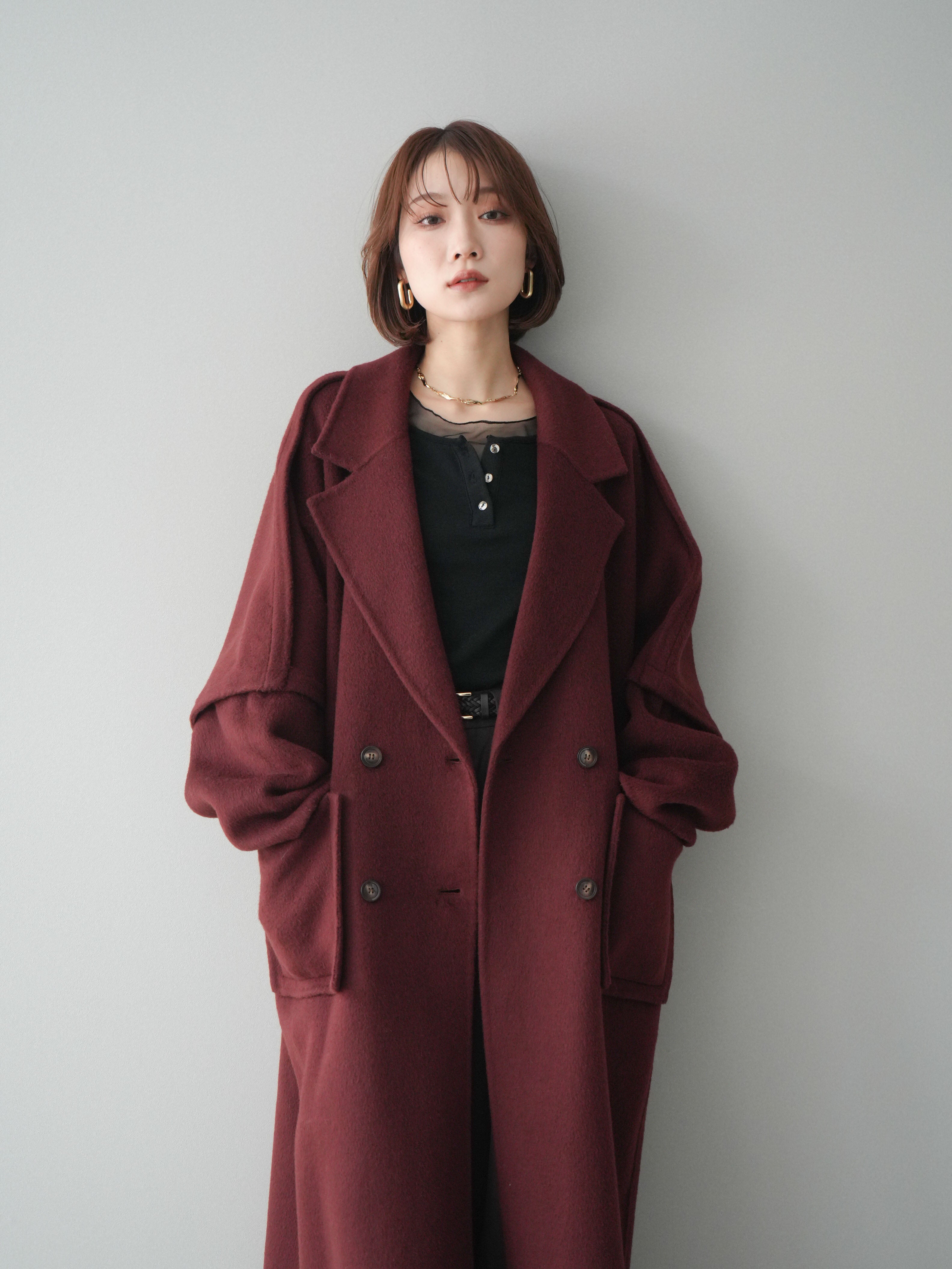 予約]カシミヤ100%ダブルブレストロングコート/red – Lumier