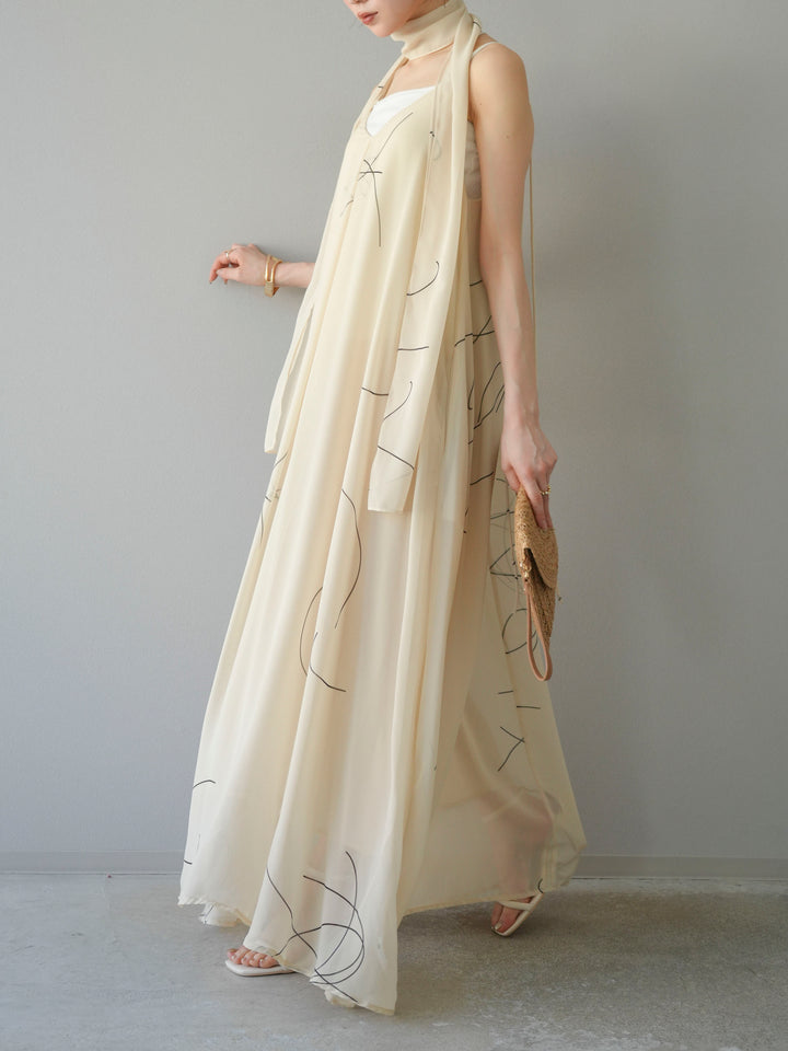 【預購】Pen-touch 雪紡吊帶洋裝/象牙白