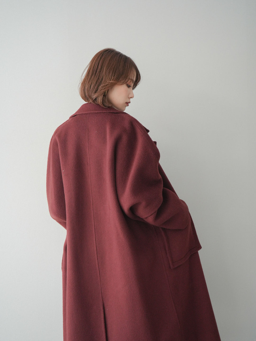 [20%オフ]カシミヤ100%ダブルブレストロングコート/red