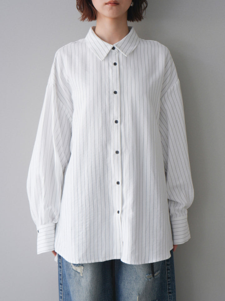 [予約]2WAYカシュクールストライプブラウス/white