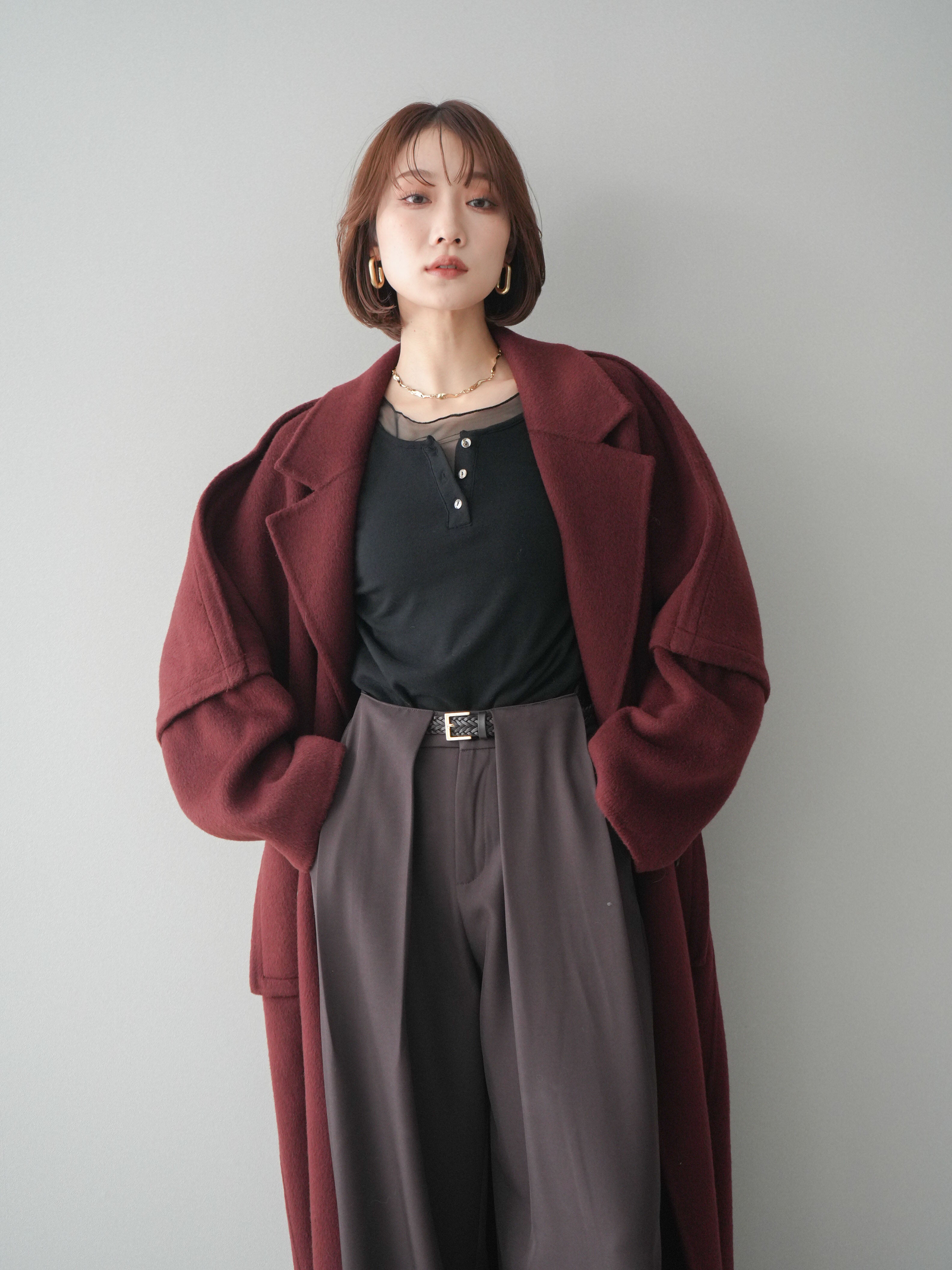 予約]カシミヤ100%ダブルブレストロングコート/red – Lumier