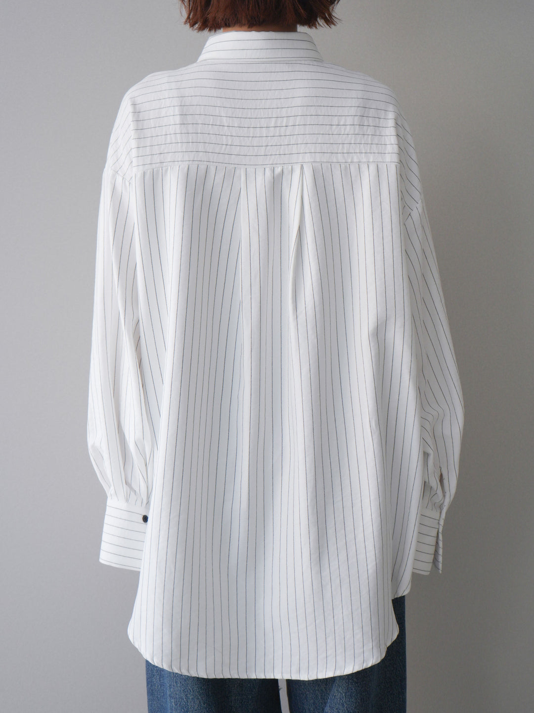 [予約]2WAYカシュクールストライプブラウス/white