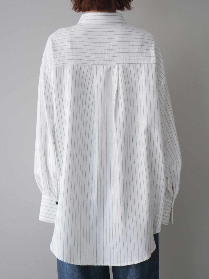 [予約]2WAYカシュクールストライプブラウス/white