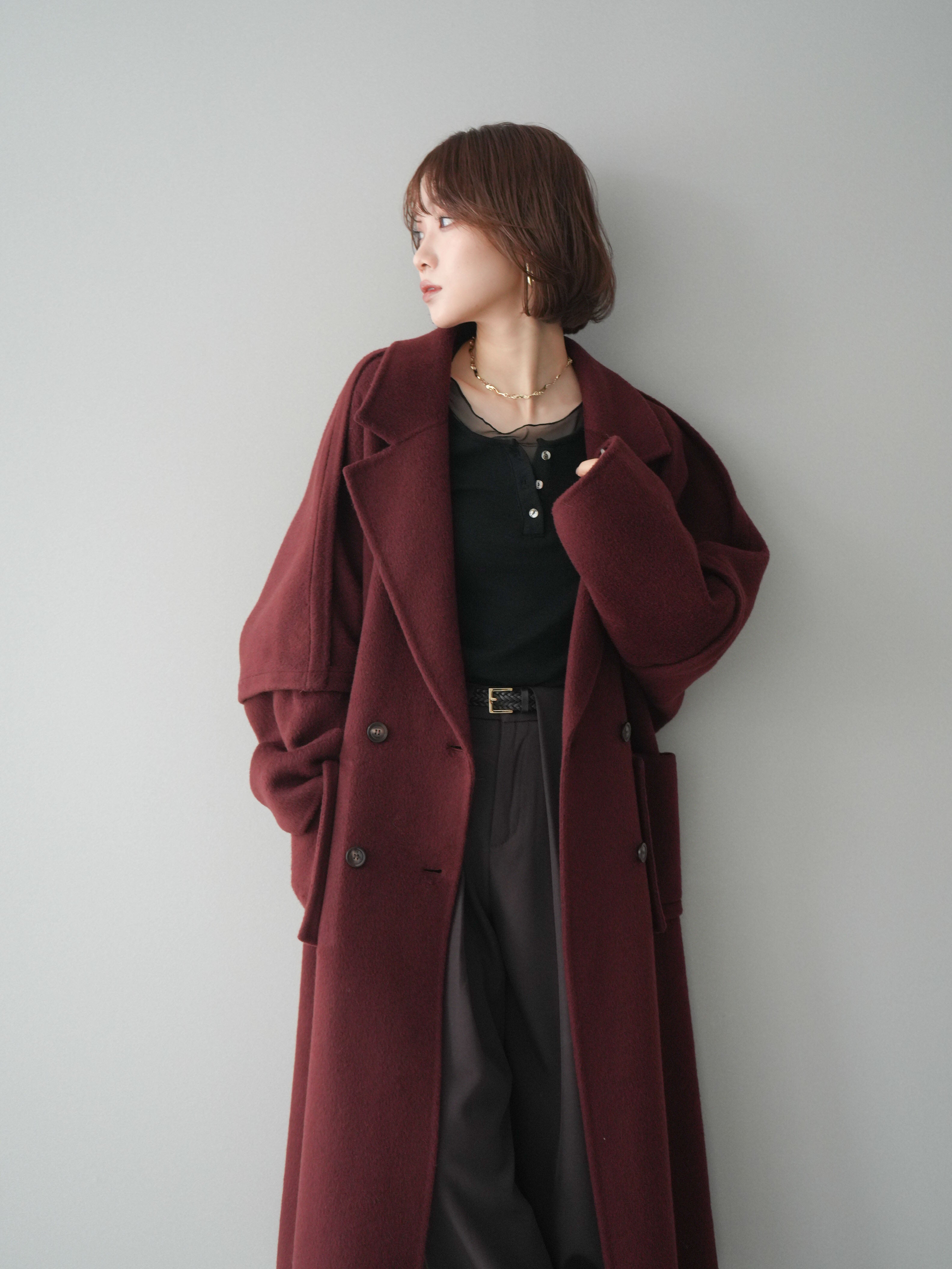 レッド ダブルボタン ロングコート 予約]カシミヤ100%ダブルブレストロングコート/red – Lumier